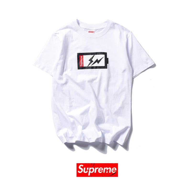 Supreme x FRAGMENT DESIGN charging 2 colors white black t shirt